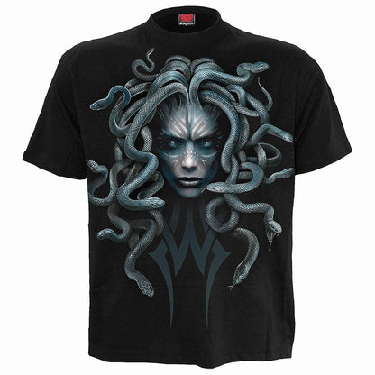 Black - Front - Spiral Direct Unisex Adult Stone Gaze T-Shirt