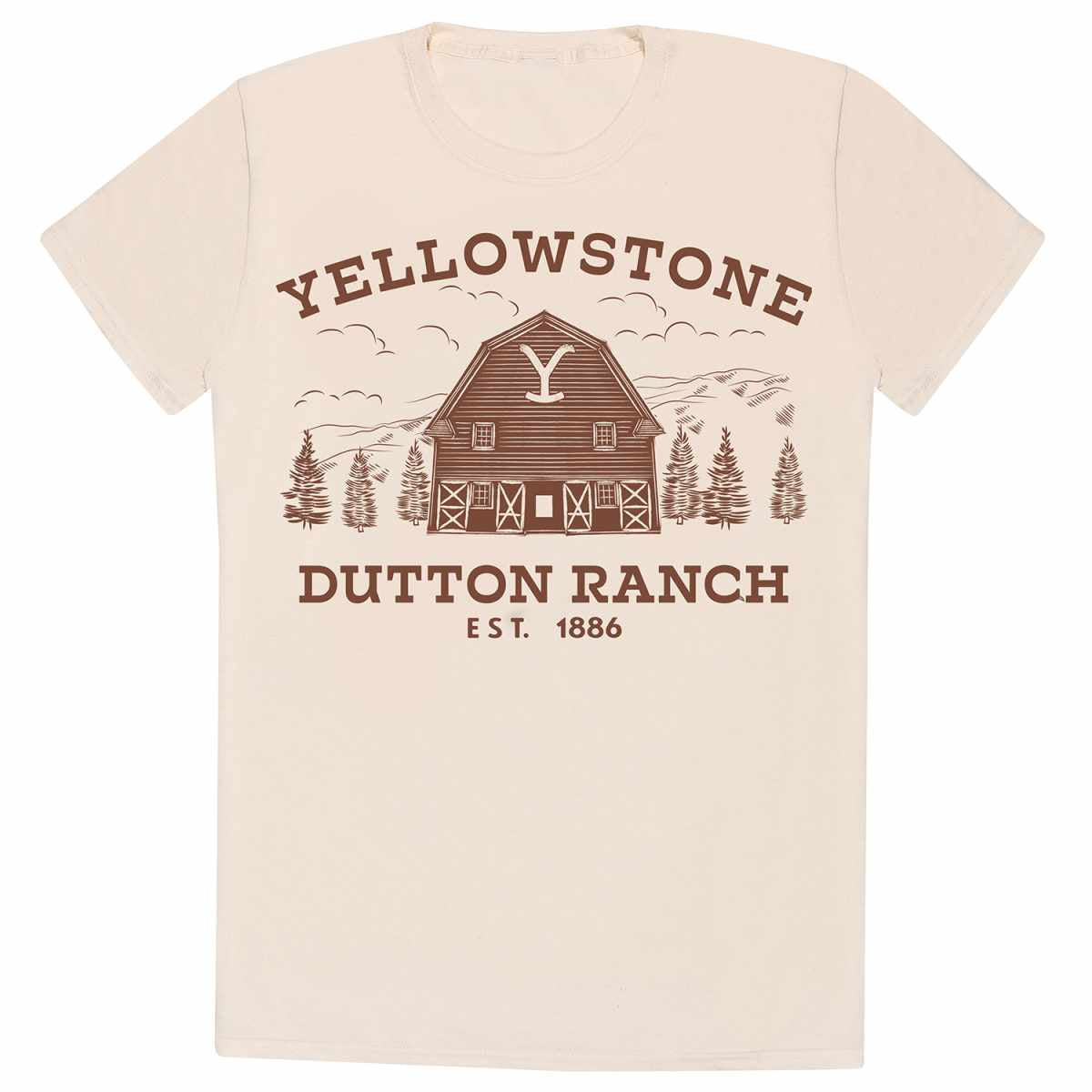 Natural - Front - Yellowstone Unisex Adult Dutton Ranch T-Shirt