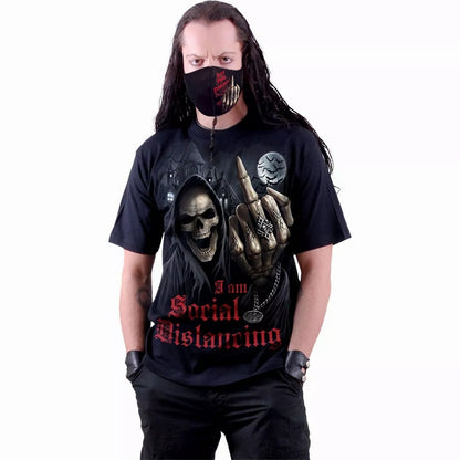 Black - Side - Spiral Direct Unisex Adult Social Distance Short-Sleeved T-Shirt