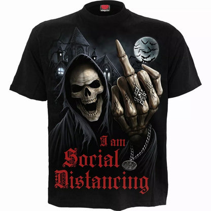 Black - Front - Spiral Direct Unisex Adult Social Distance Short-Sleeved T-Shirt