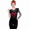 Black - Back - Spiral Direct Womens-Ladies Bleeding Heart Capped Sleeved Top