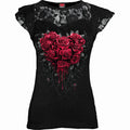 Black - Front - Spiral Direct Womens-Ladies Bleeding Heart Capped Sleeved Top