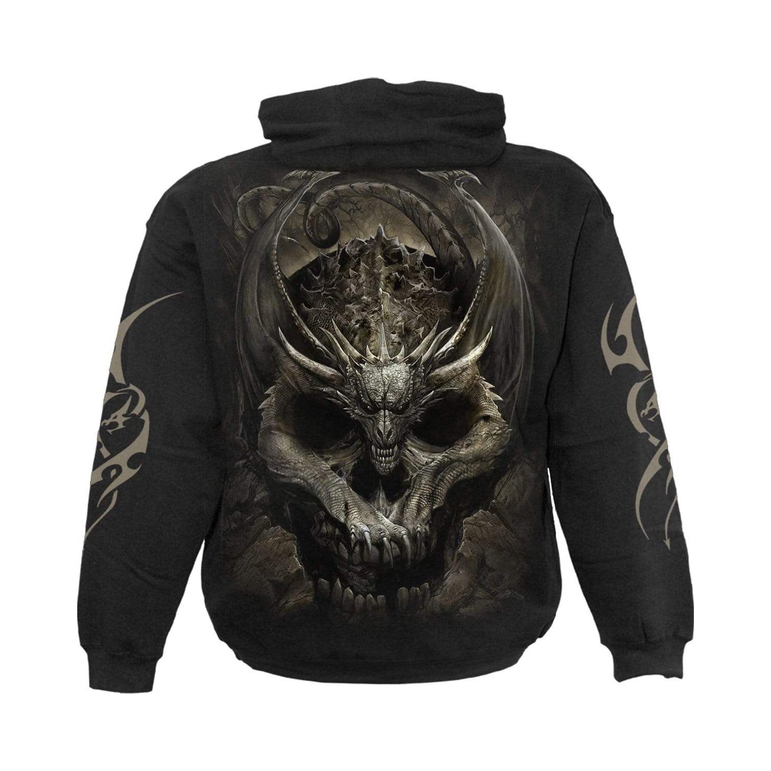Black - Back - Spiral Direct Unisex Adult Draco Skull Hoodie