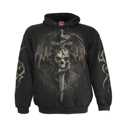 Black - Front - Spiral Direct Unisex Adult Draco Skull Hoodie