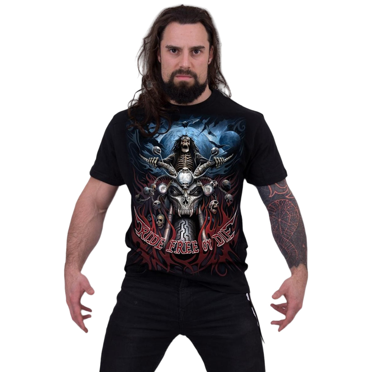 Black - Back - Spiral Direct Unisex Adult Ride Free Short-Sleeved T-Shirt