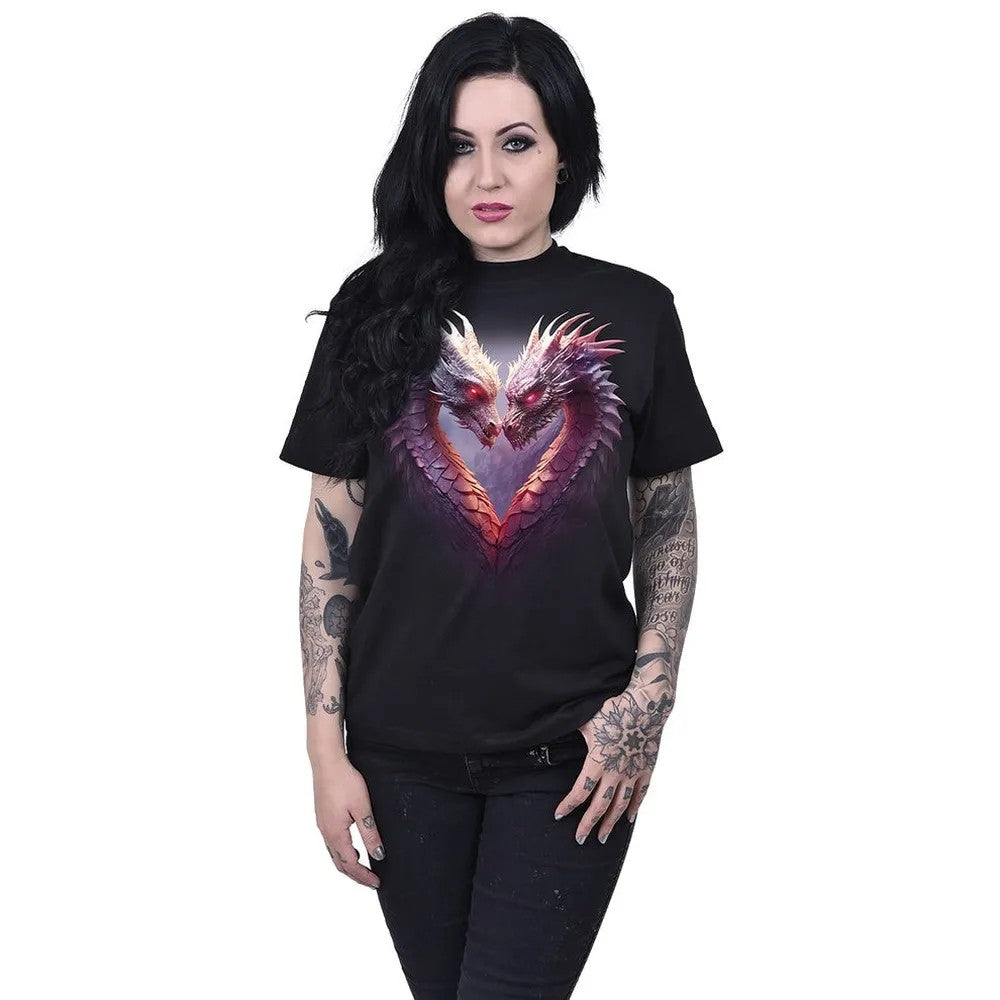 Black - Back - Spiral Direct Unisex Adult Heart Of Dragons T-Shirt