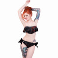 Black - Side - Spiral Direct Womens-Ladies Burnt Rose Two-Piece Swimsuit