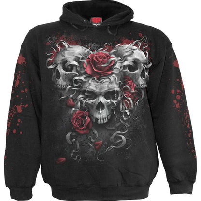 Black - Front - Spiral Direct Unisex Adult Skulls N´ Roses Hoodie