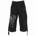Black - Front - Spiral Direct Unisex Adult Death Forever 3-4 Length Cargo Shorts