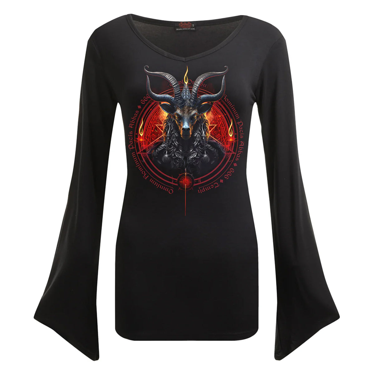Black - Front - Spiral Direct Womens-Ladies Baphomet Long-Sleeved T-Shirt