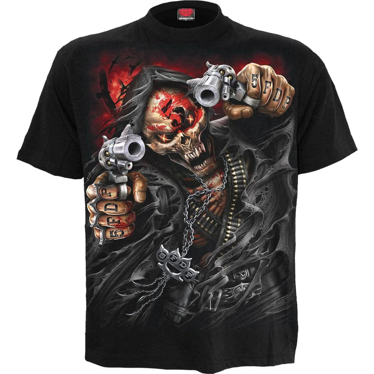 Black - Front - Spiral Direct Unisex Adult Assassin Five Finger Death Punch Back Print T-Shirt