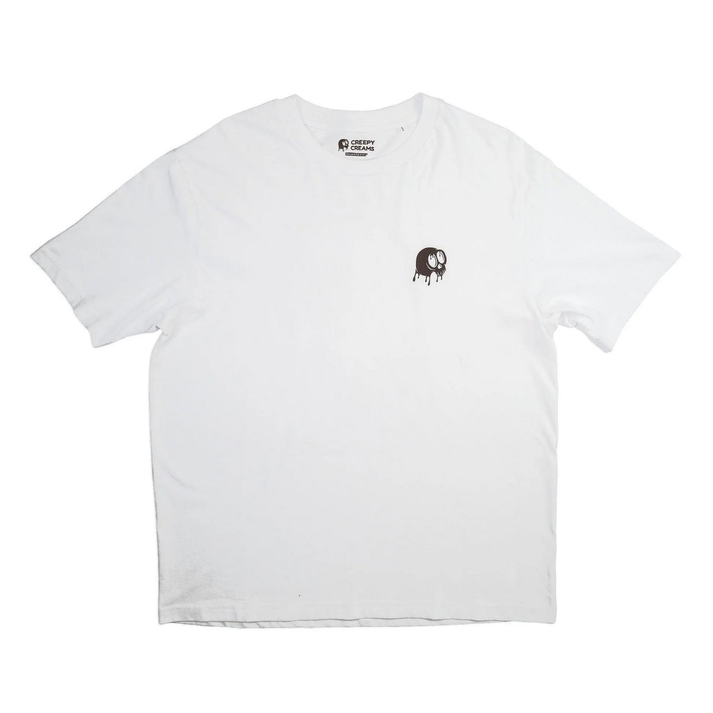 White - Front - Creepy Creams Unisex Adult Back Print Organic T-Shirt