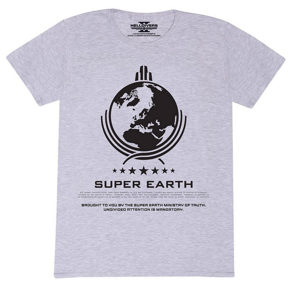 Heather Grey - Front - Helldivers 2 Unisex Adult Super Earth T-Shirt