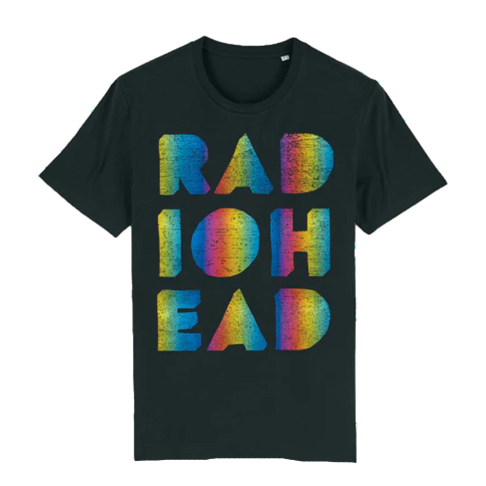 Black - Front - Radiohead Unisex Adult Rainbow Cutout T-Shirt