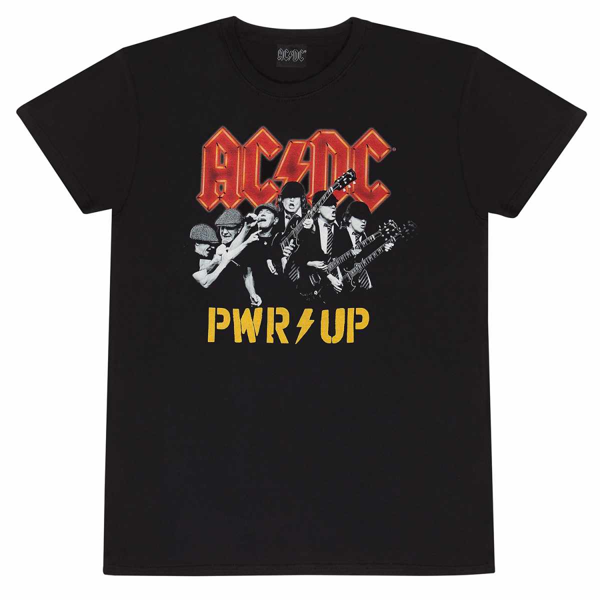 Black - Front - AC-DC Unisex Adult Power Up Band Photo T-Shirt