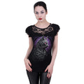 Black - Back - Spiral Direct Womens-Ladies Celtic Whiskers Lace Overlay T-Shirt