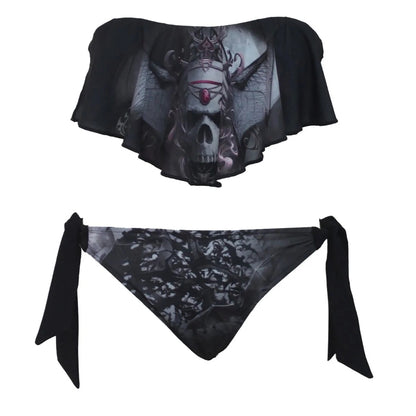 Black - Front - Spiral Direct Womens-Ladies Goth Nights Bikini Set