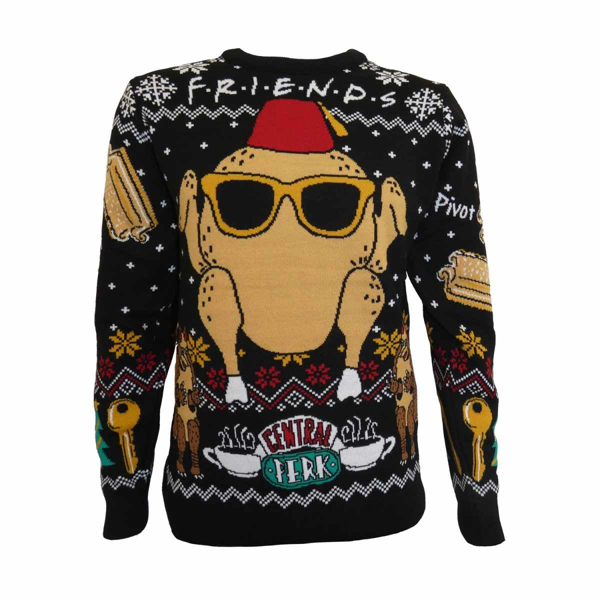 Multicoloured - Front - Friends Unisex Adult Turkey Knitted Jumper