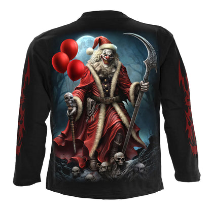 Black - Back - Spiral Direct Unisex Adult Santa Clown Long-Sleeved T-Shirt