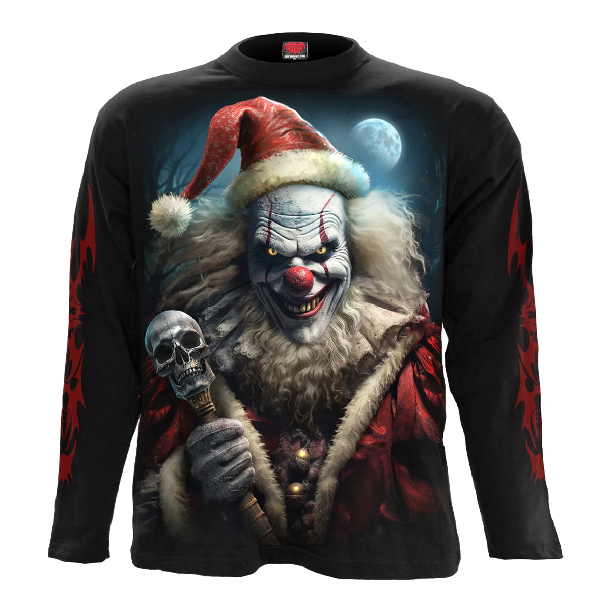 Black - Front - Spiral Direct Unisex Adult Santa Clown Long-Sleeved T-Shirt