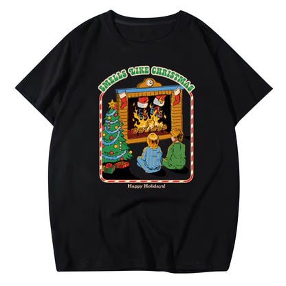 Black - Front - Steven Rhodes Unisex Adult Smells Like Christmas T-Shirt
