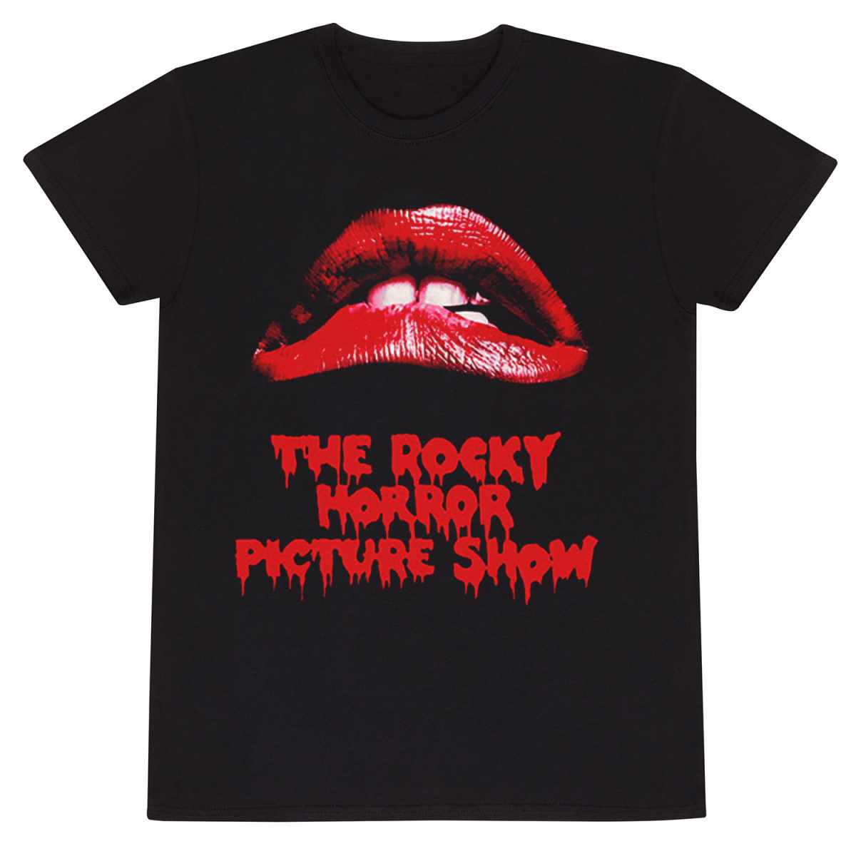 Black-Red - Front - The Rocky Horror Picture Show Unisex Adult Lips T-Shirt