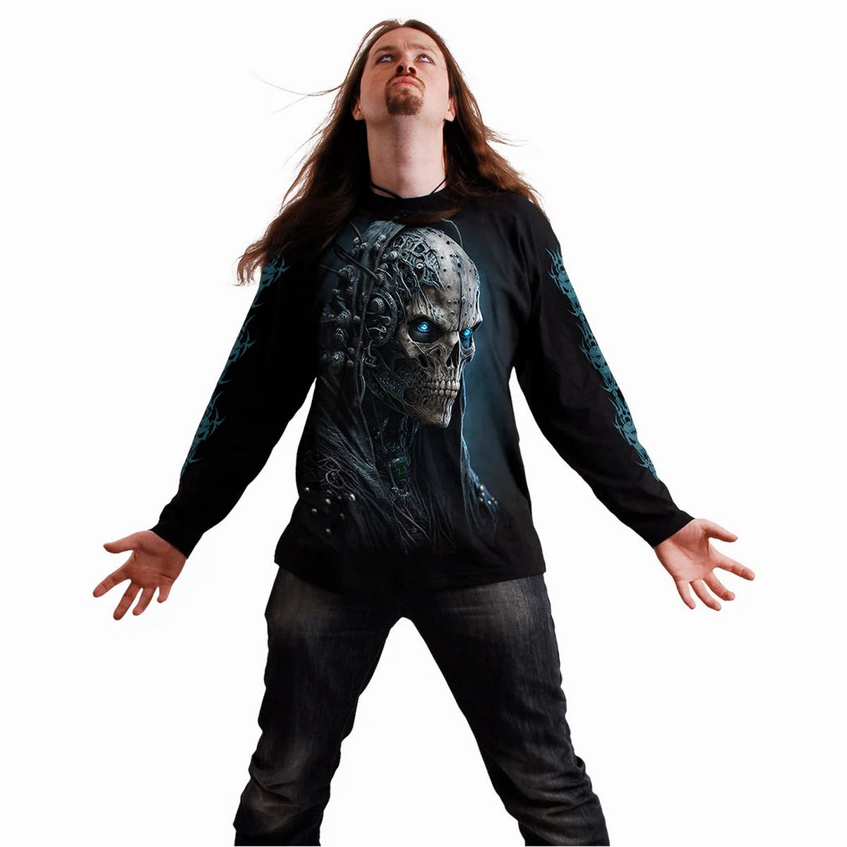 Black - Side - Spiral Direct Unisex Adult Human 2.0 Long-Sleeved T-Shirt