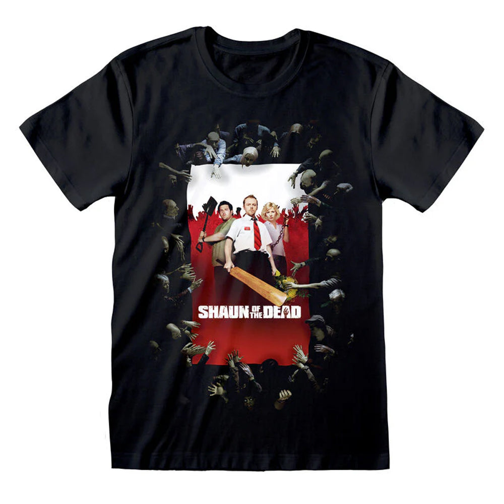 Black - Front - Shaun Of The Dead Unisex Adult Poster T-Shirt