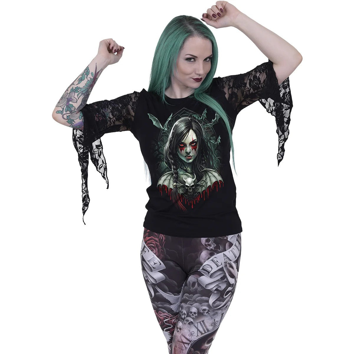 Black - Back - Spiral Direct Womens-Ladies Hallow´s Eve Long-Sleeved T-Shirt