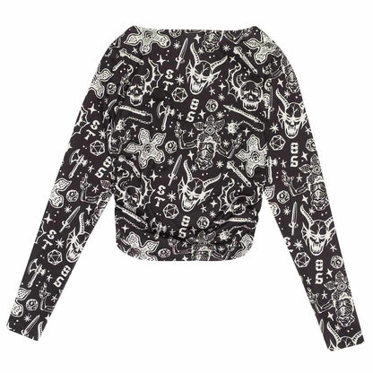 Black - Back - Stranger Things Womens-Ladies Hellfire Long-Sleeved T-Shirt