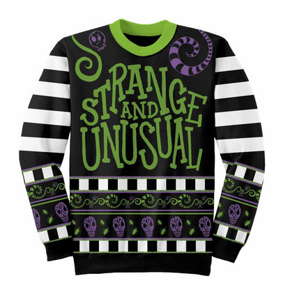 Black-White-Green - Front - Beetlejuice Unisex Adult Strange And Unusual Knitted Jumper