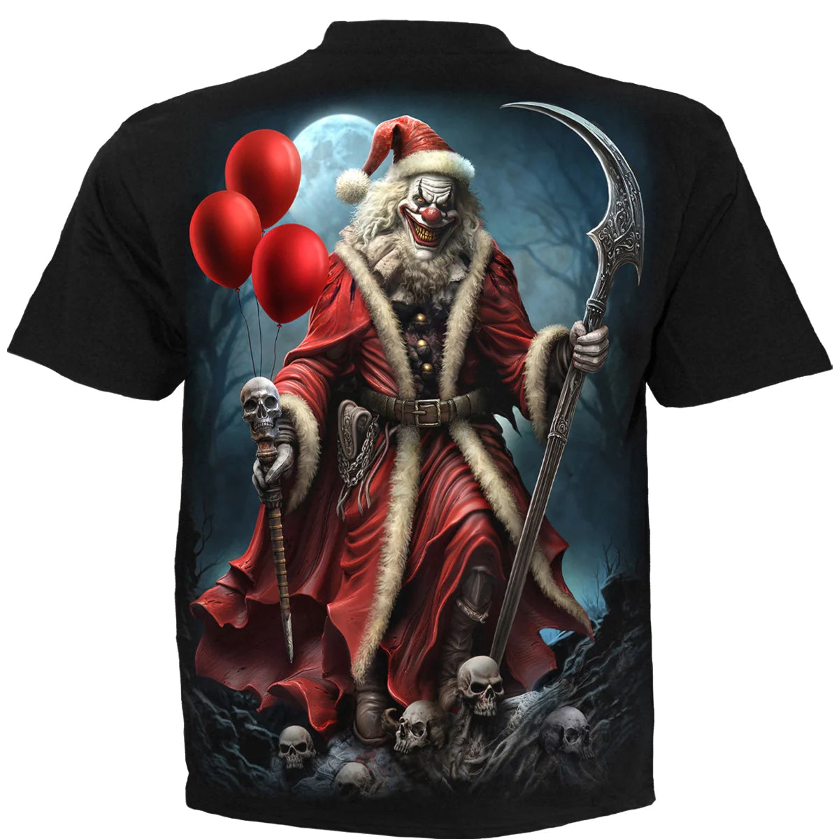 Black - Back - Spiral Direct Unisex Adult Santa Clown Back Print Short-Sleeved T-Shirt