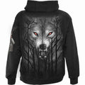 Black - Back - Spiral Direct Unisex Adult Forest Wolf Full Zip Hoodie