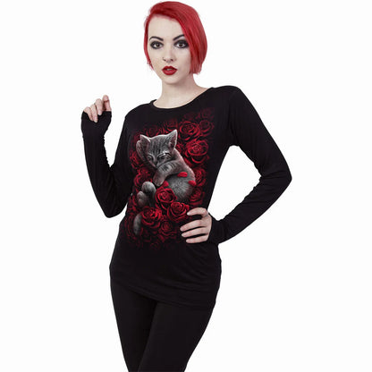Black - Back - Spiral Direct Womens-Ladies Bed Of Roses Baggy Long-Sleeved T-Shirt