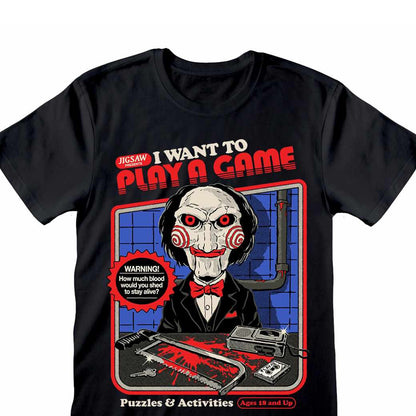 Black - Back - Steven Rhodes Unisex Adult I Want To Play A Game Saw T-Shirt