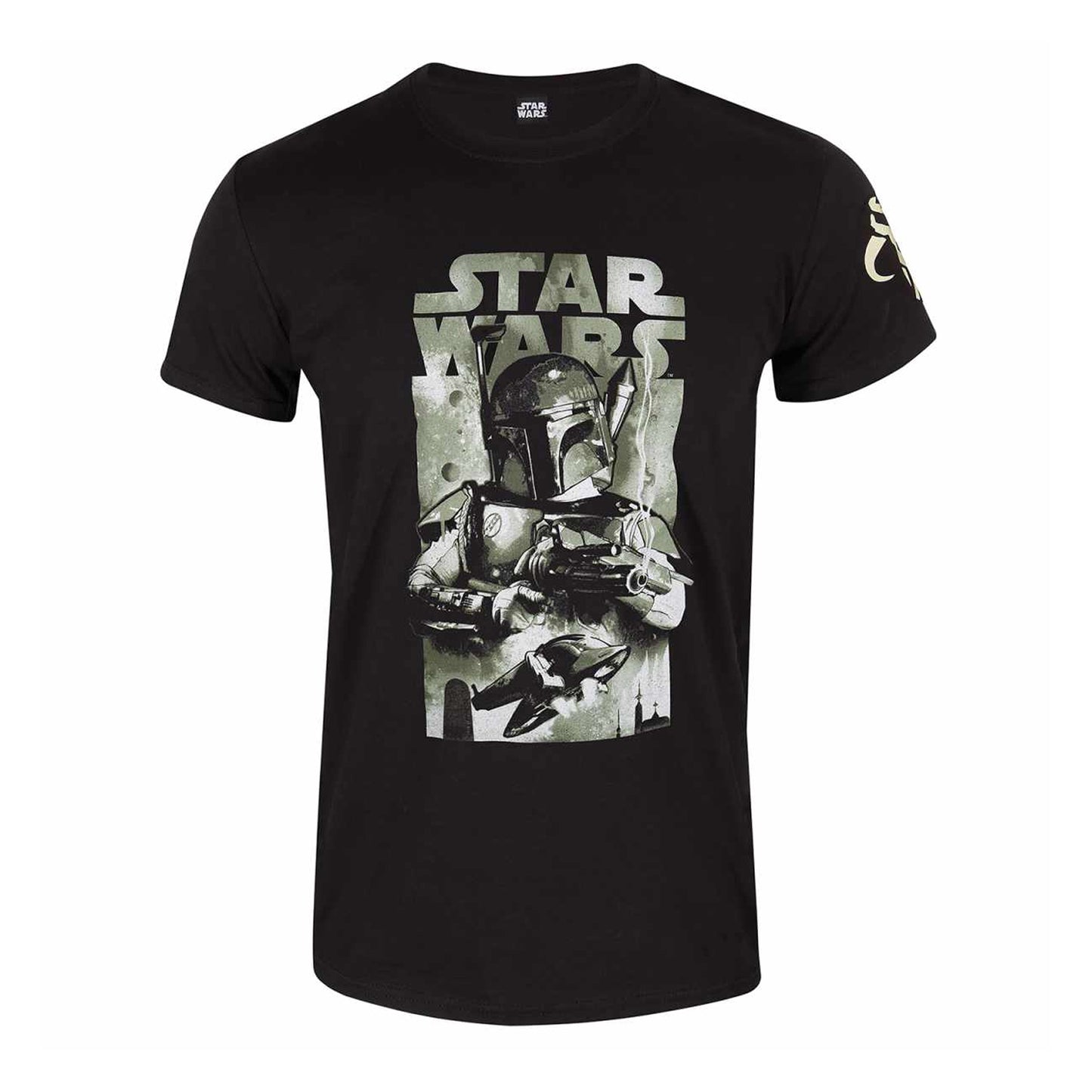Black - Front - Star Wars Unisex Adult Boba Fett Poster T-Shirt