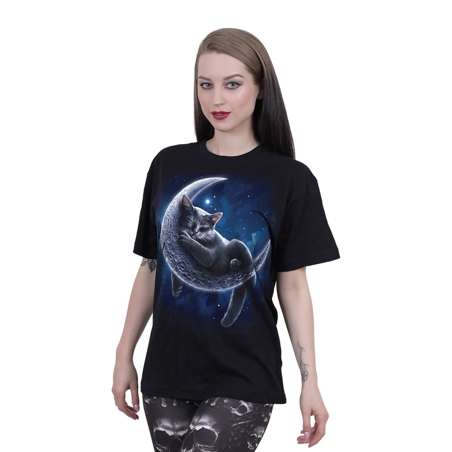Black - Back - Spiral Direct Unisex Adult Velvet Moon T-Shirt