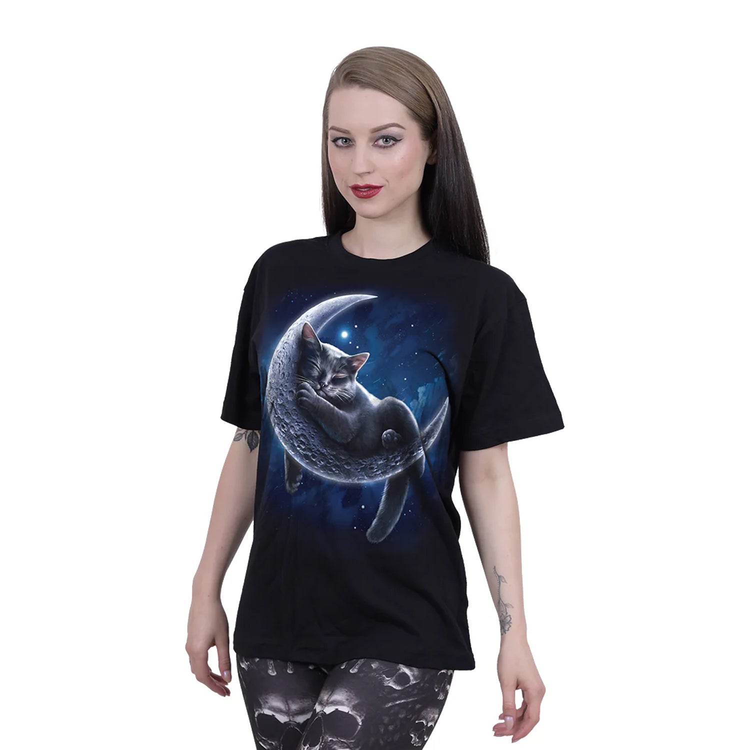 Black - Back - Spiral Direct Unisex Adult Velvet Moon T-Shirt