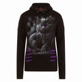 Black - Front - Spiral Direct Womens-Ladies Cattitude Ripped Hoodie