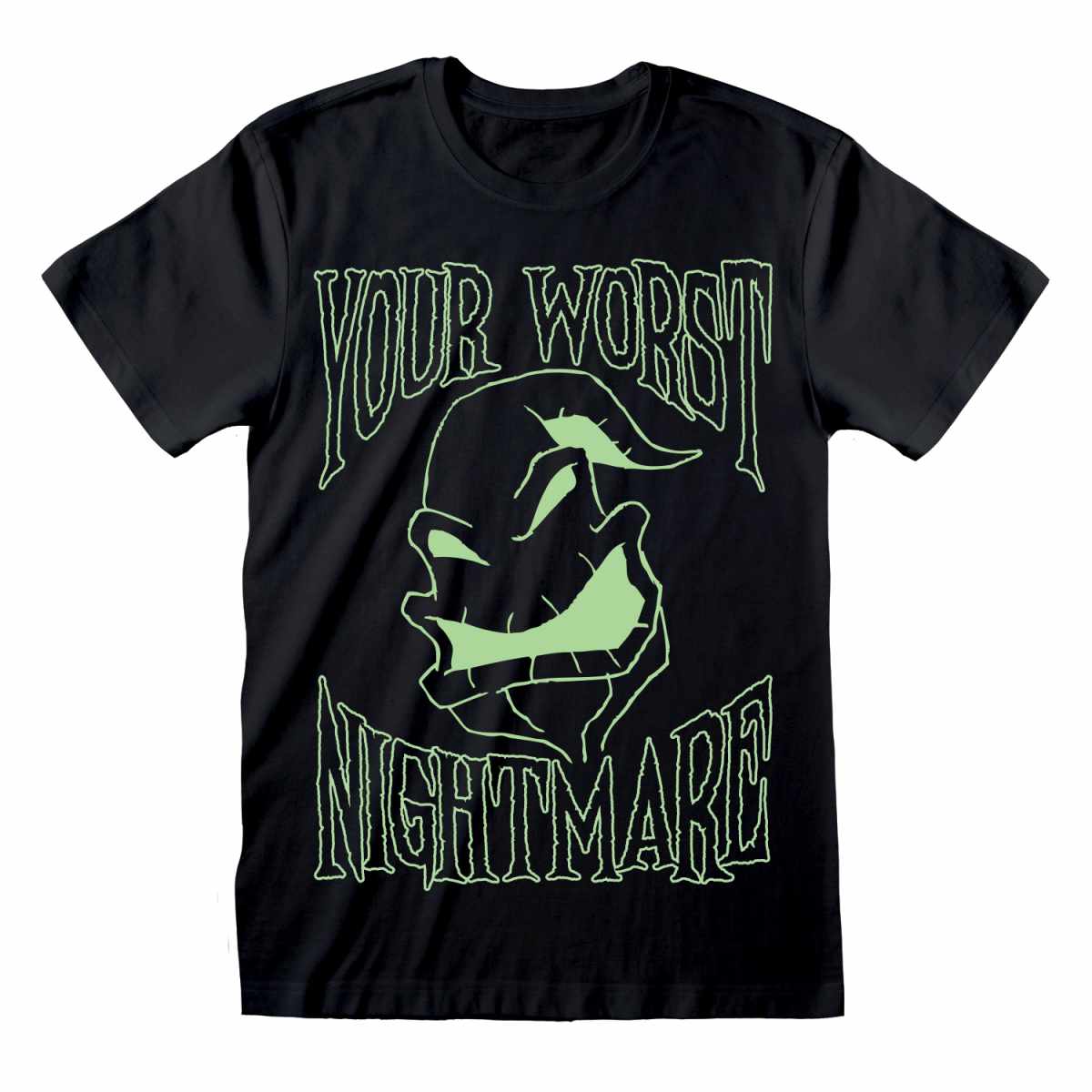Black - Front - Nightmare Before Christmas Unisex Adult Ooogie Boogie Glow In The Dark T-Shirt
