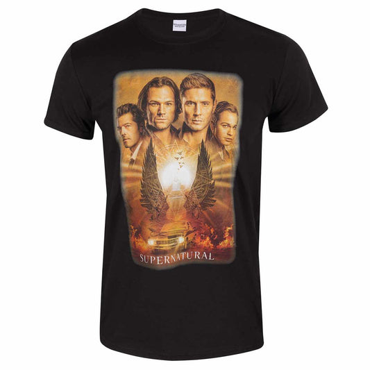 Black - Front - Supernatural Unisex Adult Key Art T-Shirt