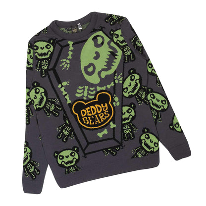Black - Back - Deddy Bears Unisex Adult Bones Knitted Jumper