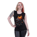 Black - Back - Spiral Direct Womens-Ladies Flaming Rose Sleeveless Vest Top