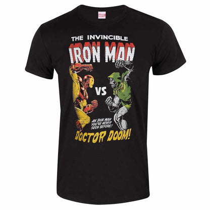 Black - Front - Marvel Unisex Adult Iron Man Vs Doom T-Shirt
