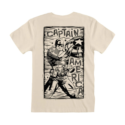 White - Back - Captain America Unisex Adult Linocut T-Shirt