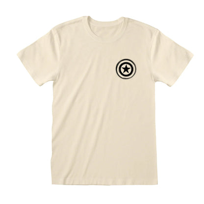 White - Front - Captain America Unisex Adult Linocut T-Shirt