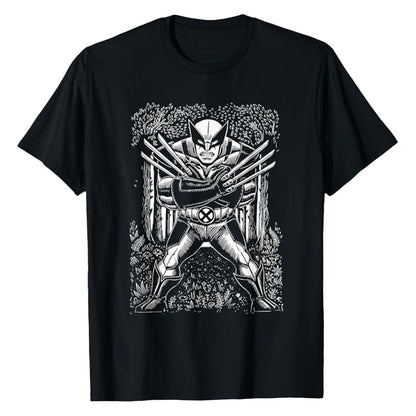 Black - Front - Wolverine Unisex Adult Linocut T-Shirt