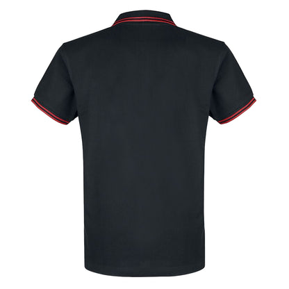 Black-Red - Back - Atticus Unisex Adult Classic Badge Tipped Polo Shirt