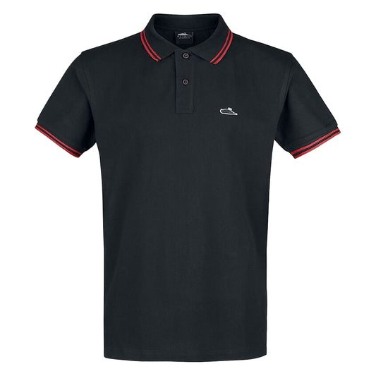 Black-Red - Front - Atticus Unisex Adult Classic Badge Tipped Polo Shirt