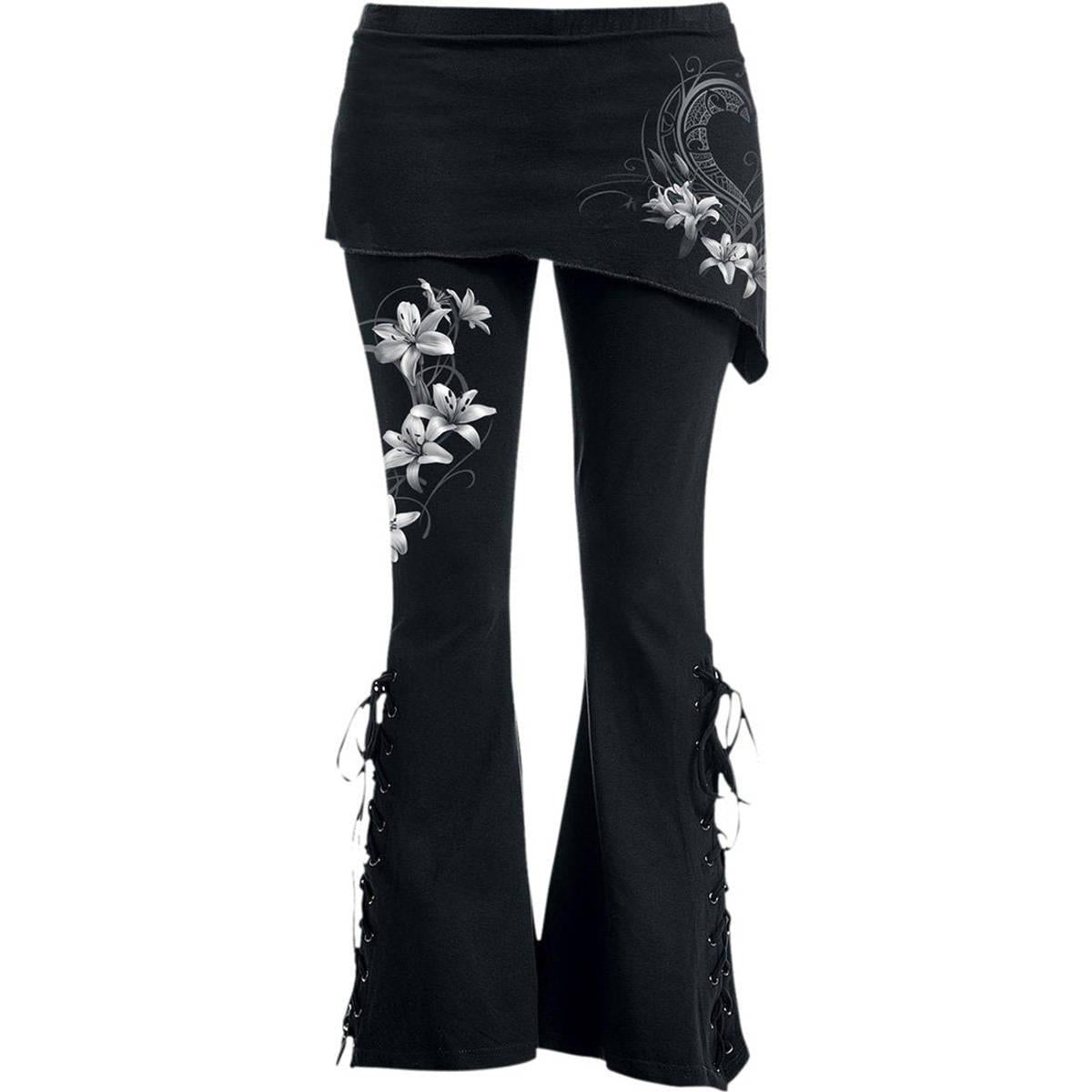 Black - Front - Spiral Direct Womens-Ladies Pure Of Heart 2 in 1 Bootcut Leggings